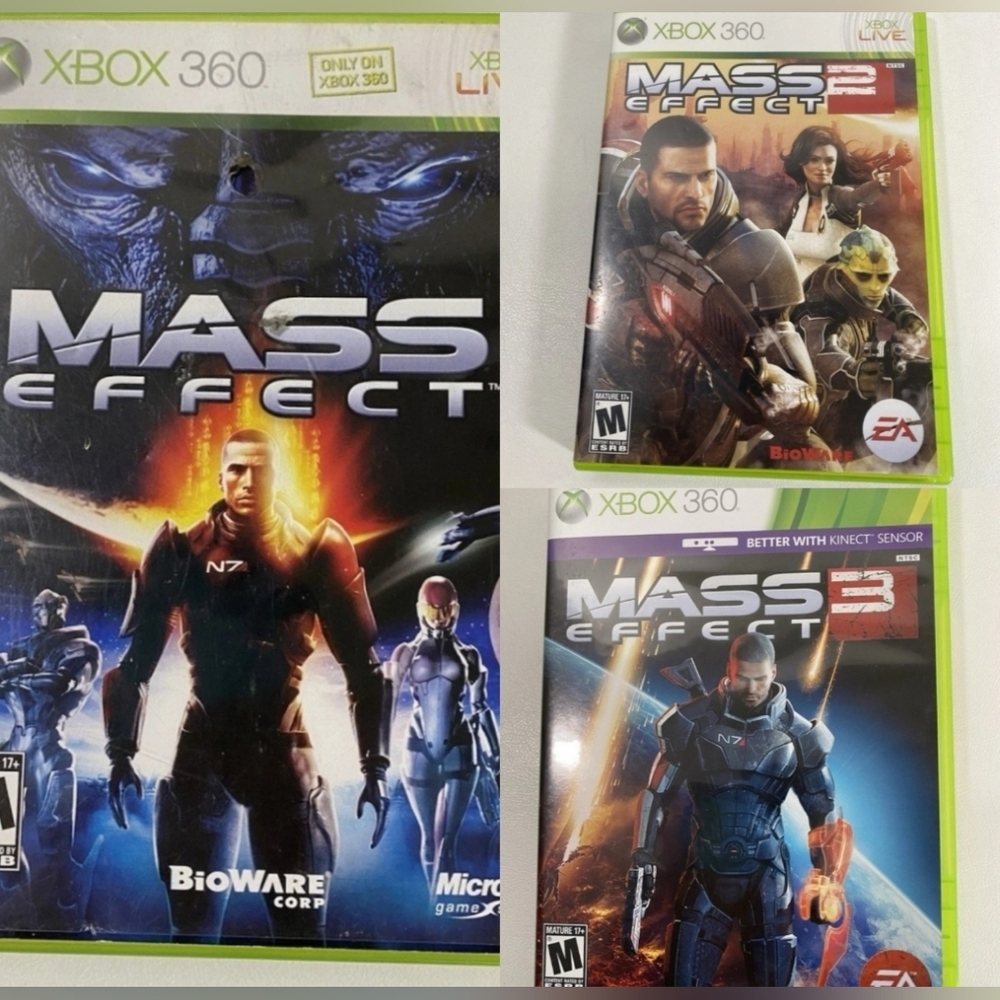 Mass Effect 1, 2, & 3 XBox 360 Lot of 3 Video Games TESTED Complete w/Manuals